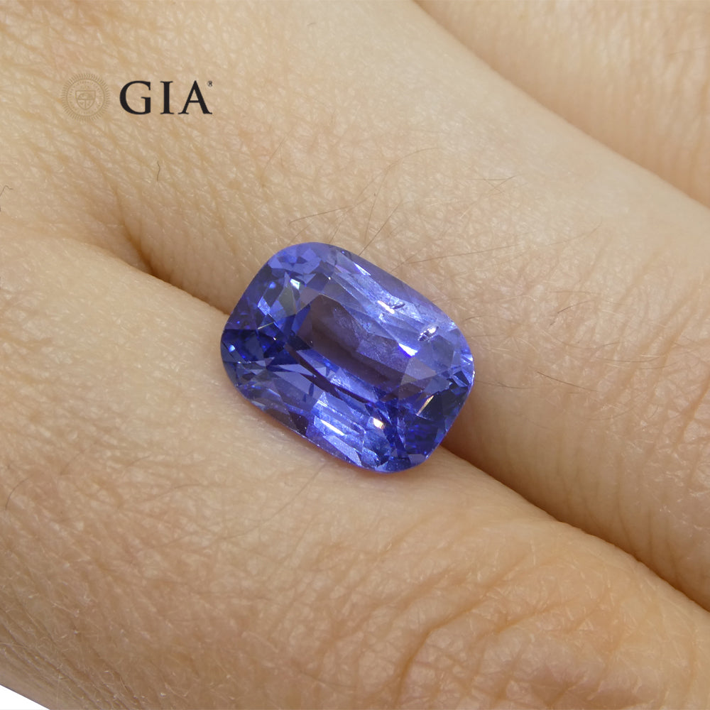 5.19ct Cushion Violetish Blue Sapphire GIA Certified Sri Lanka - Skyjems Wholesale Gemstones