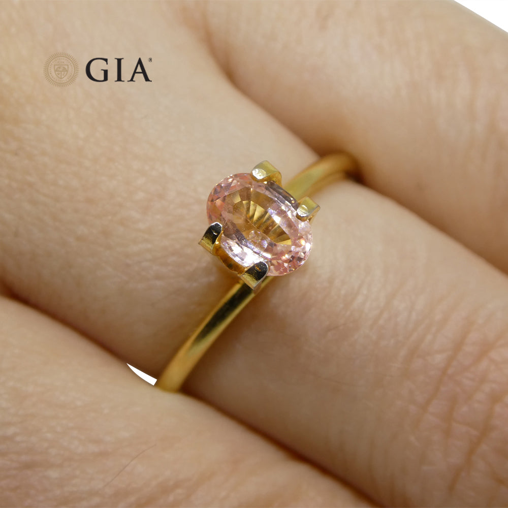 0.88ct Oval Orangy Pink Padparadscha Sapphire GIA Certified Sri Lanka - Skyjems Wholesale Gemstones