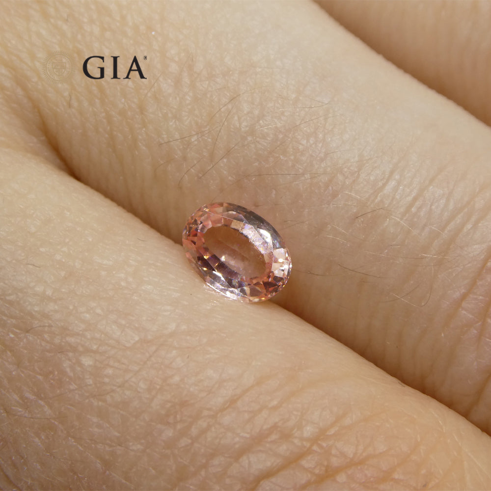 0.88ct Oval Orangy Pink Padparadscha Sapphire GIA Certified Sri Lanka - Skyjems Wholesale Gemstones