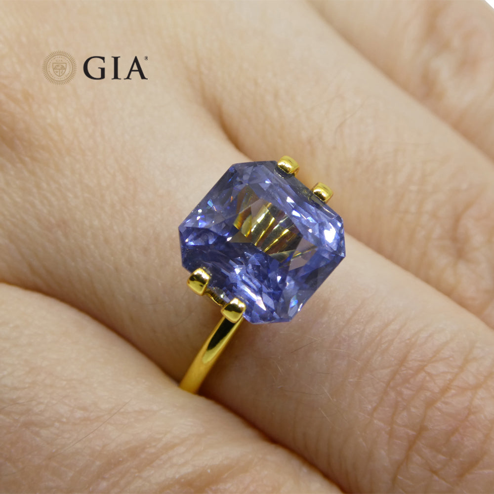 6.98ct Octagonal Blue to Purple Sapphire GIA Certified Tanzania - Skyjems Wholesale Gemstones