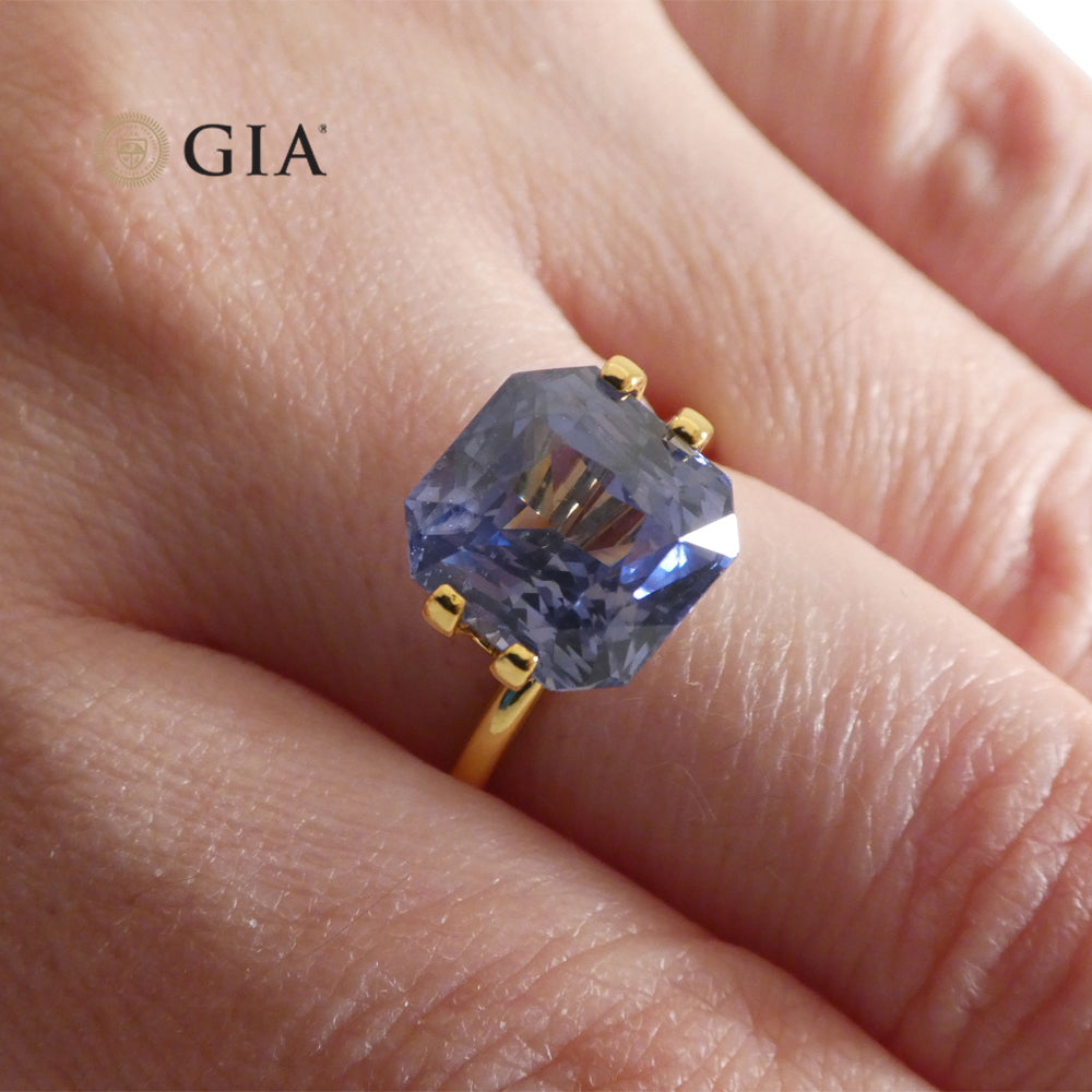 6.98ct Octagonal Blue to Purple Sapphire GIA Certified Tanzania - Skyjems Wholesale Gemstones