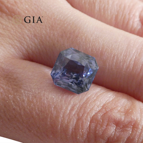 6.98ct Octagonal Blue to Purple Sapphire GIA Certified Tanzania
