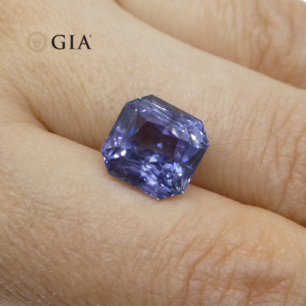 6.98ct Octagonal Blue to Purple Sapphire GIA Certified Tanzania - Skyjems Wholesale Gemstones