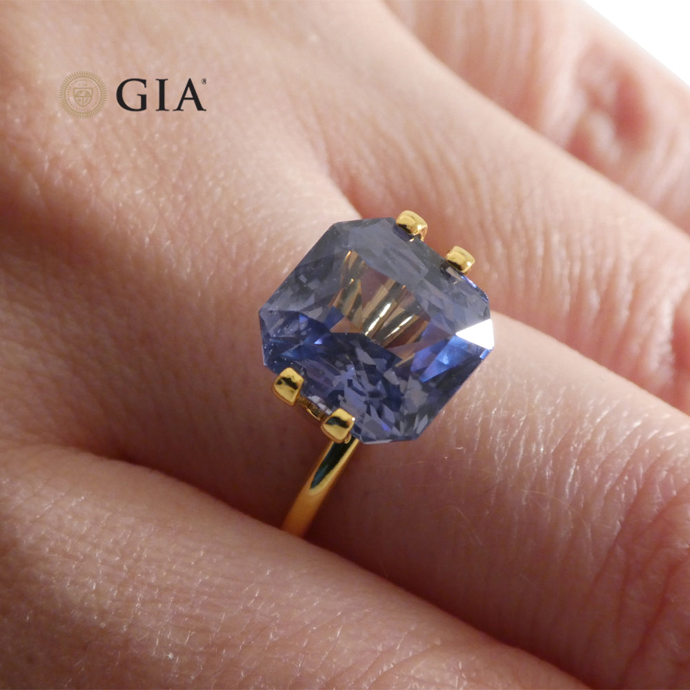 6.98ct Octagonal Blue to Purple Sapphire GIA Certified Tanzania - Skyjems Wholesale Gemstones