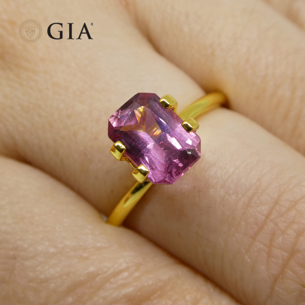 2.15ct Octagonal Purplish Pink Sapphire GIA Certified Madagascar - Skyjems Wholesale Gemstones