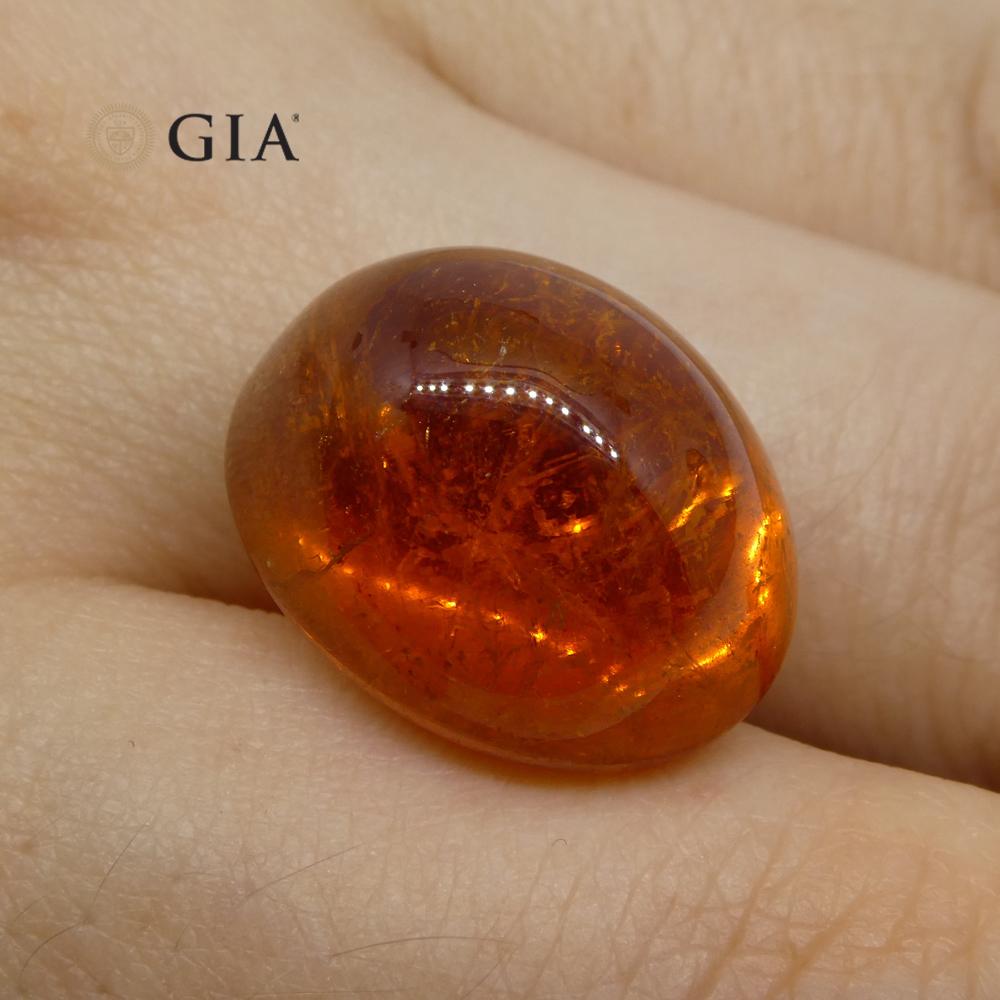 37.87ct Vivid Mandarin Orange Spessartine / Spessartite Garnet Oval Cabochon, GIA Certified - Skyjems Wholesale Gemstones