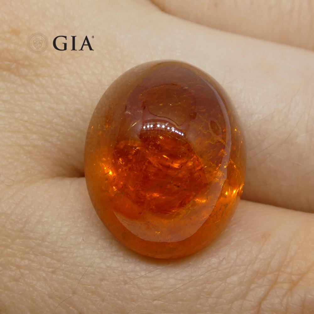 37.87ct Vivid Mandarin Orange Spessartine / Spessartite Garnet Oval Cabochon, GIA Certified - Skyjems Wholesale Gemstones