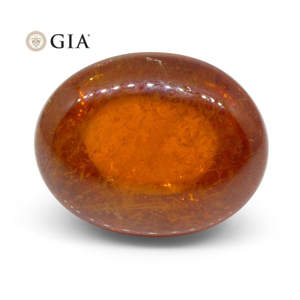 37.87ct Vivid Mandarin Orange Spessartine / Spessartite Garnet Oval Cabochon, GIA Certified - Skyjems Wholesale Gemstones