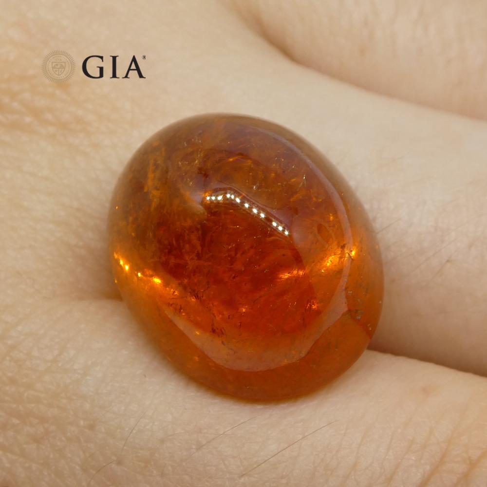 37.87ct Vivid Mandarin Orange Spessartine / Spessartite Garnet Oval Cabochon, GIA Certified - Skyjems Wholesale Gemstones