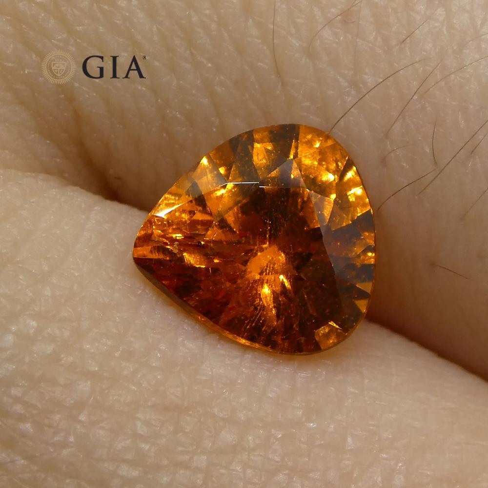 1.67ct Vivid Fanta Orange Spessartine/Spessartite Garnet Pear, GIA Certified - Skyjems Wholesale Gemstones