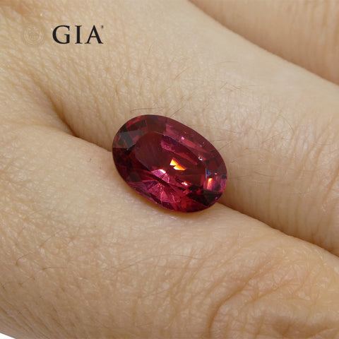3.39ct Oval Red Spinel GIA Certified Mahenge, Tanzania Unheated