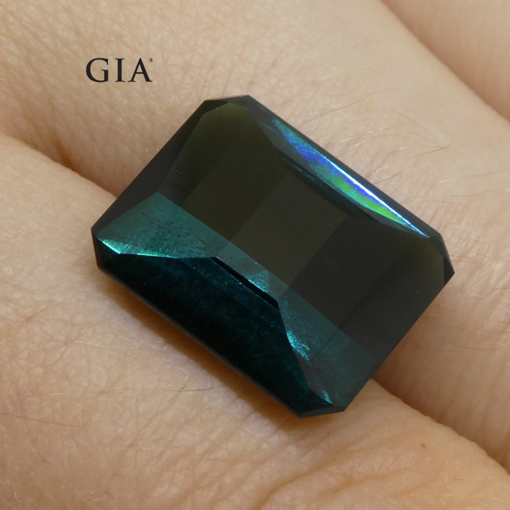 11.14ct Octagonal/Emerald Cut Indicolite Blue Tourmaline GIA Certified - Skyjems Wholesale Gemstones