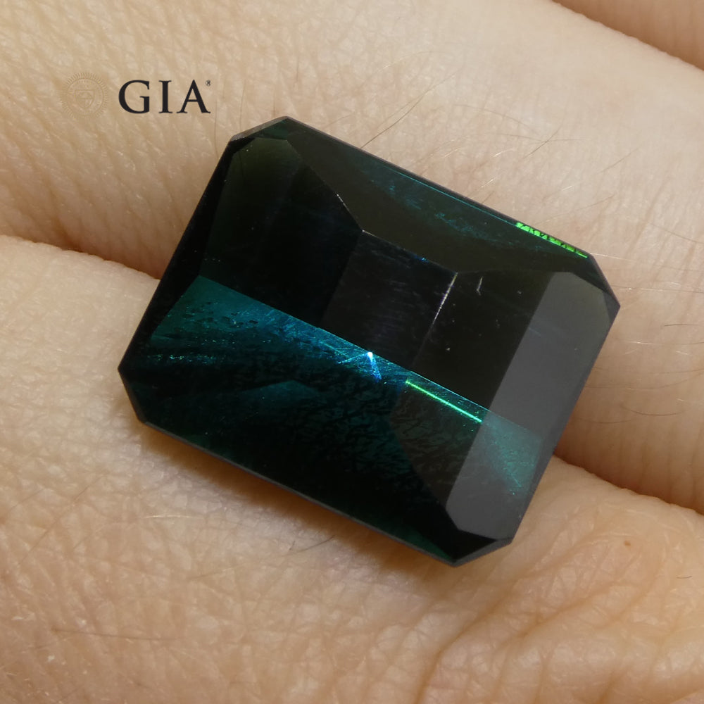 11.14ct Octagonal/Emerald Cut Indicolite Blue Tourmaline GIA Certified - Skyjems Wholesale Gemstones