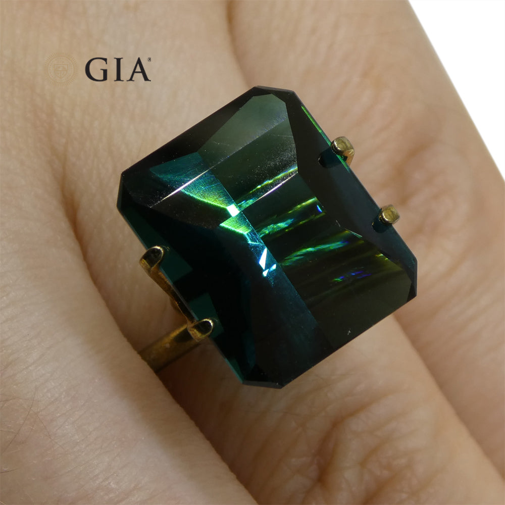 11.14ct Octagonal/Emerald Cut Indicolite Blue Tourmaline GIA Certified - Skyjems Wholesale Gemstones