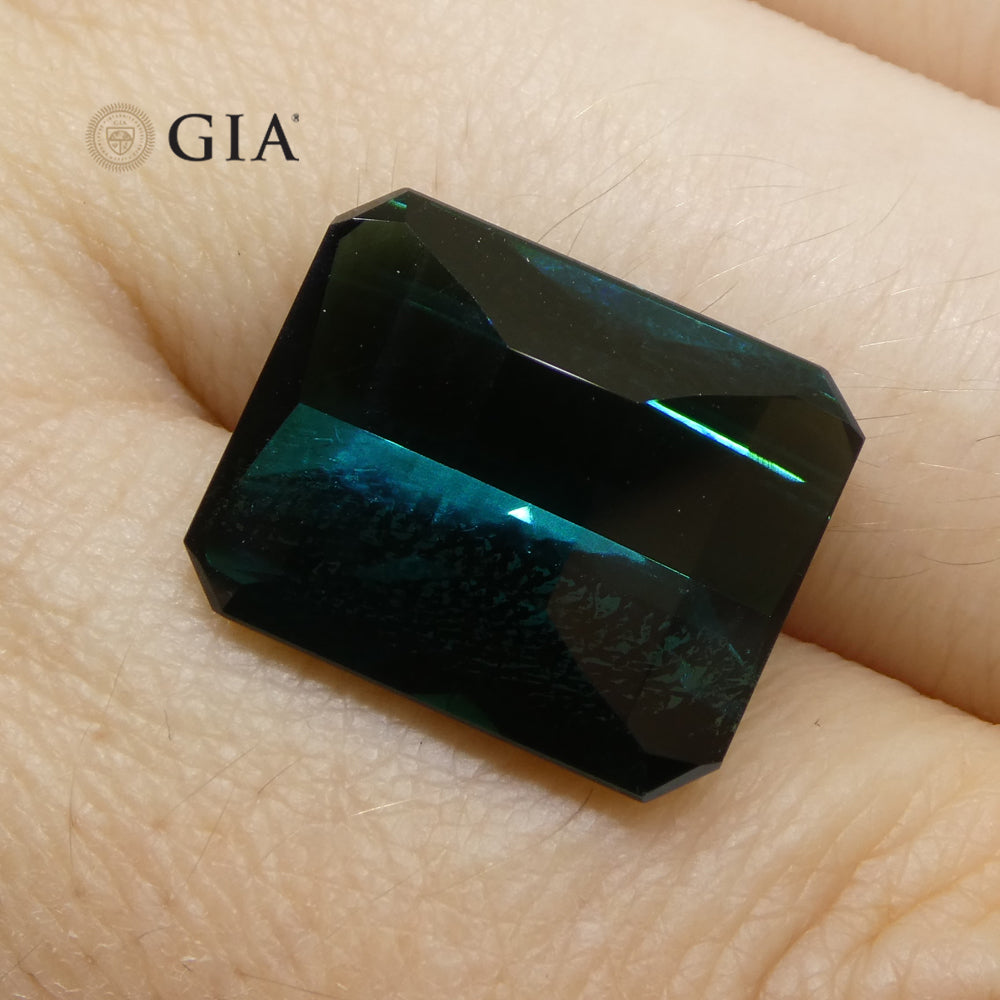 11.14ct Octagonal/Emerald Cut Indicolite Blue Tourmaline GIA Certified - Skyjems Wholesale Gemstones