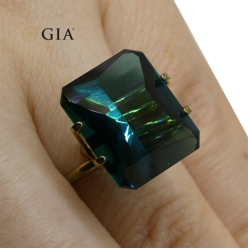 11.14ct Octagonal/Emerald Cut Indicolite Blue Tourmaline GIA Certified - Skyjems Wholesale Gemstones