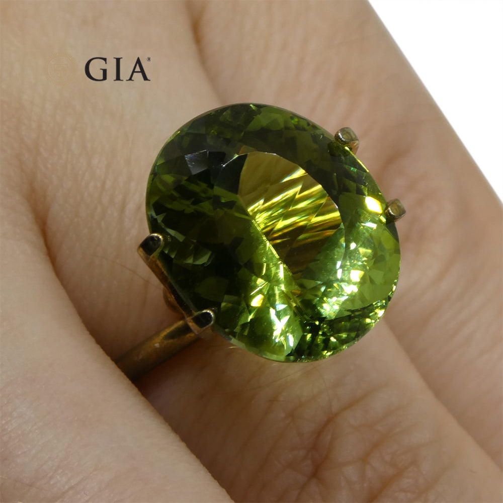 9.30ct Oval Verdelite Green Tourmaline GIA Certified - Skyjems Wholesale Gemstones