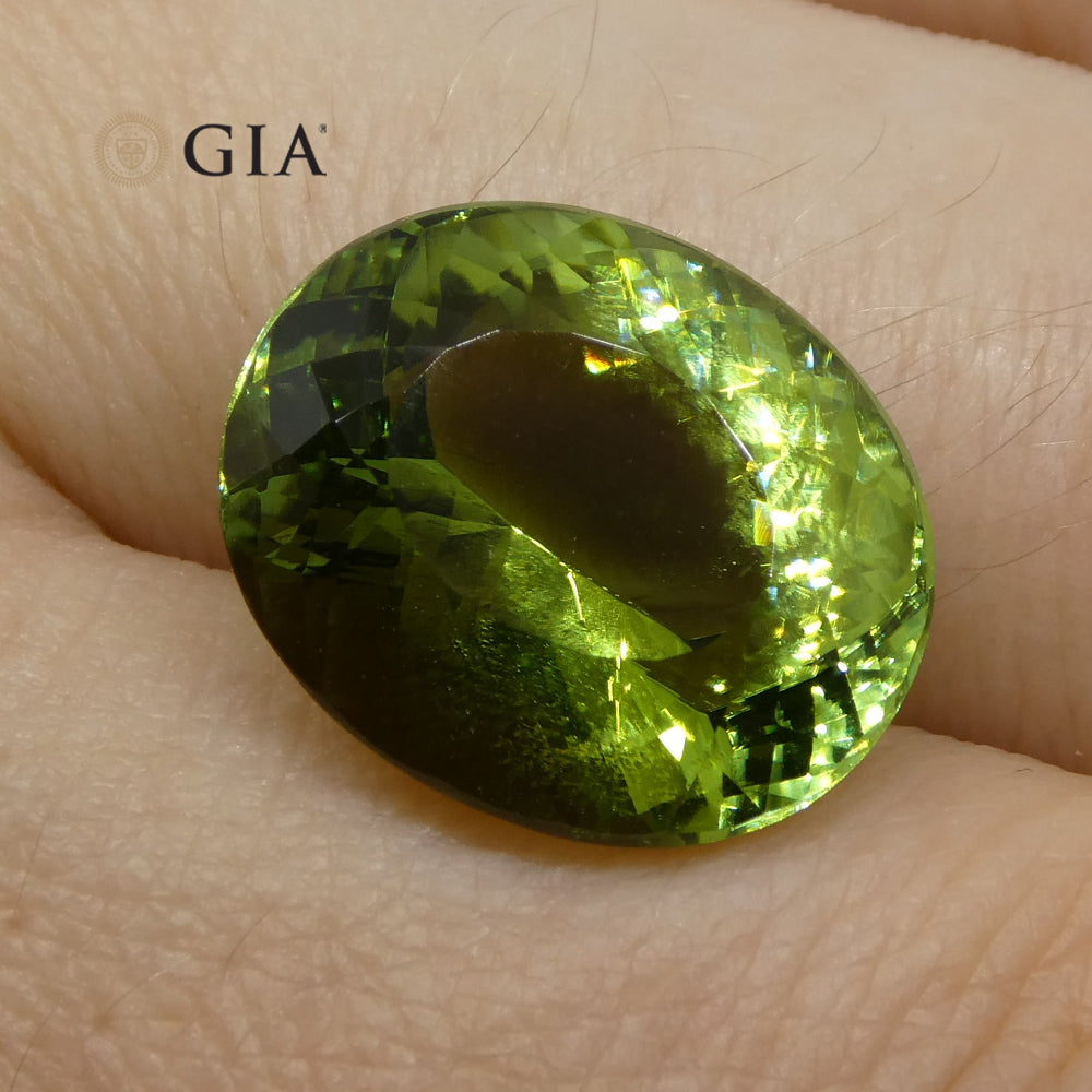 9.30ct Oval Verdelite Green Tourmaline GIA Certified - Skyjems Wholesale Gemstones