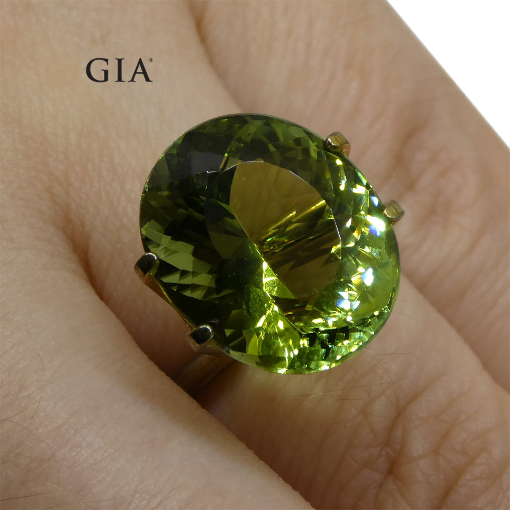 9.30ct Oval Verdelite Green Tourmaline GIA Certified - Skyjems Wholesale Gemstones