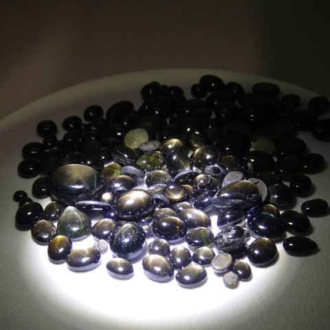 5.00cts Mixed Round, Oval, Pear Cabochon Black Star Sapphire Unheated Lot
