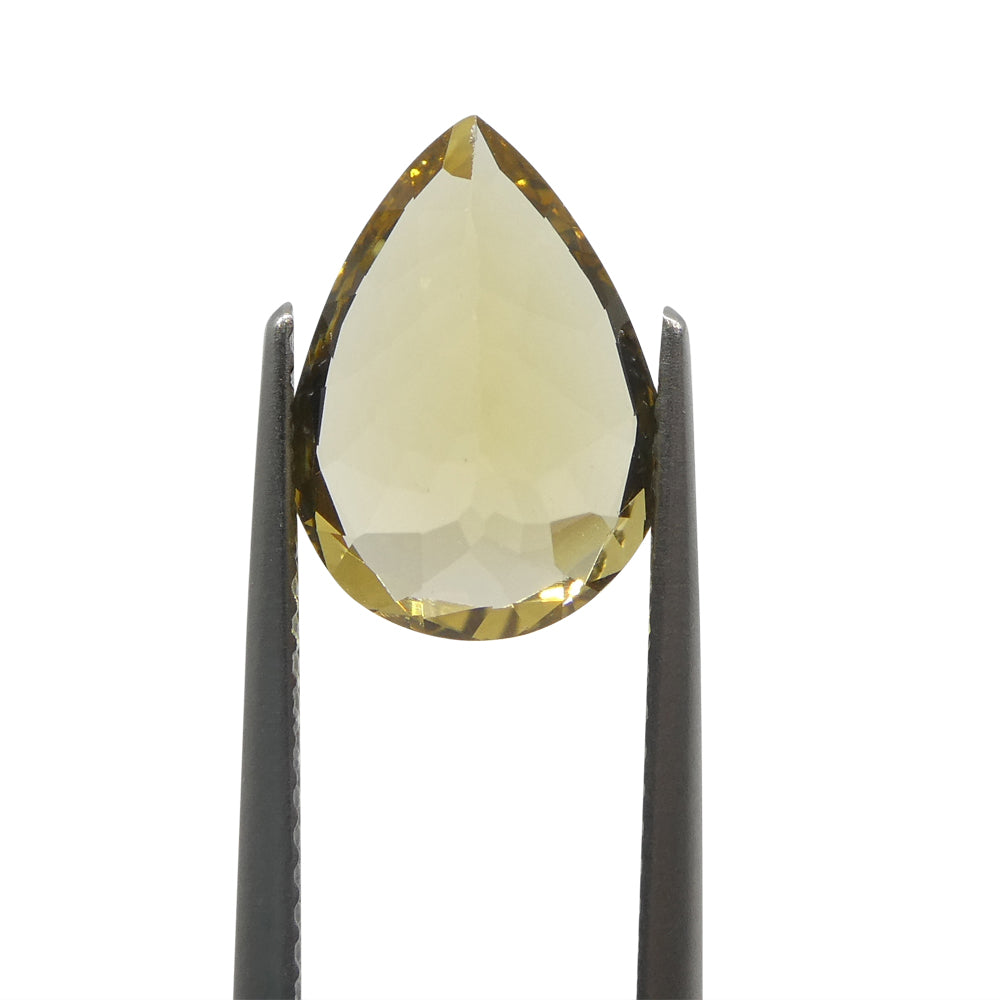 SkyJems 3.18ct Pear Heliodor, golden yellow Brazilian beryl gemstone with brilliant cut and vibrant color