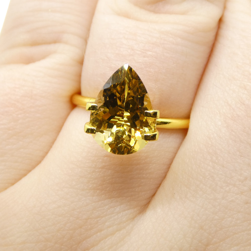 3.18ct Brazilian Heliodor Pear, Golden Yellow Beryl Gemstone from SkyJems Rare Gem Collection