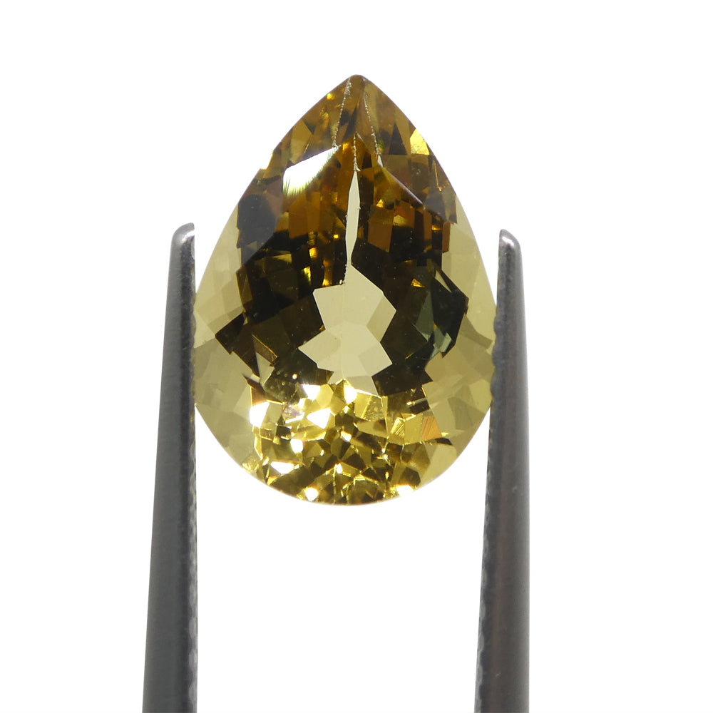 3.18ct Brazilian Golden Yellow Heliodor Pear Beryl Gemstone from SkyJems Canadian Fine Gems Collection