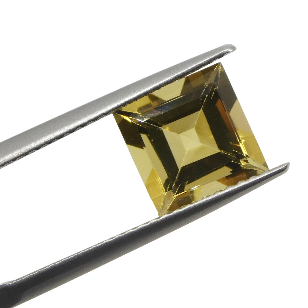 SkyJems 2.51ct Square Heliodor, golden yellow Brazilian beryl gemstone with vibrant step-cut brilliance