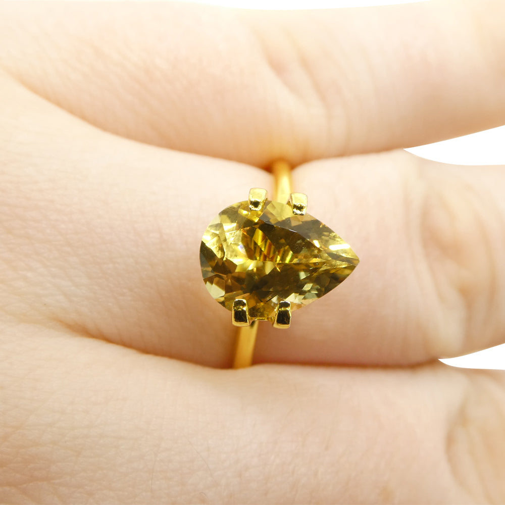 2.68ct Brazilian Golden Yellow Heliodor Pear Beryl Gemstone from SkyJems Rare Gem Collection