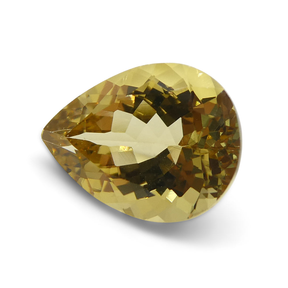 2.68ct Brazilian Pear Heliodor, golden yellow beryl gemstone from SkyJems Canadian gem specialists