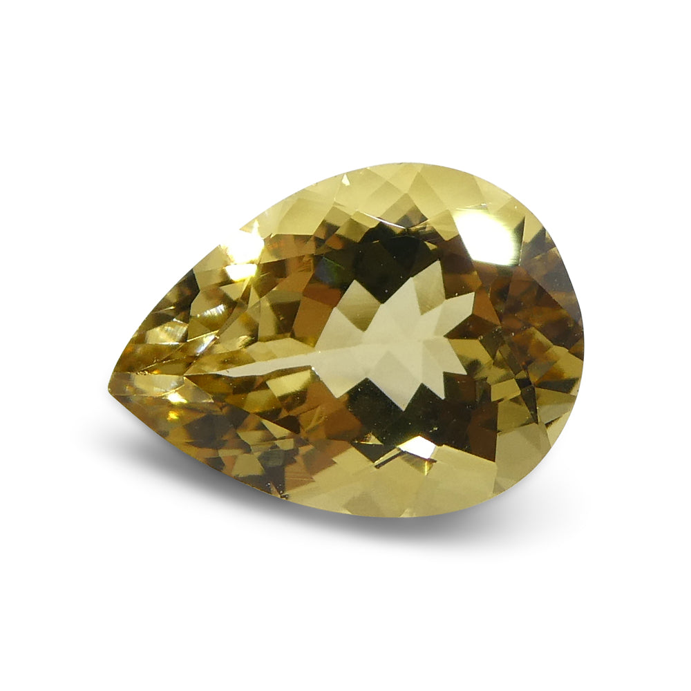 2.68ct Brazilian Heliodor Pear, Golden Yellow Beryl Gemstone from SkyJems Rare Gem Collection