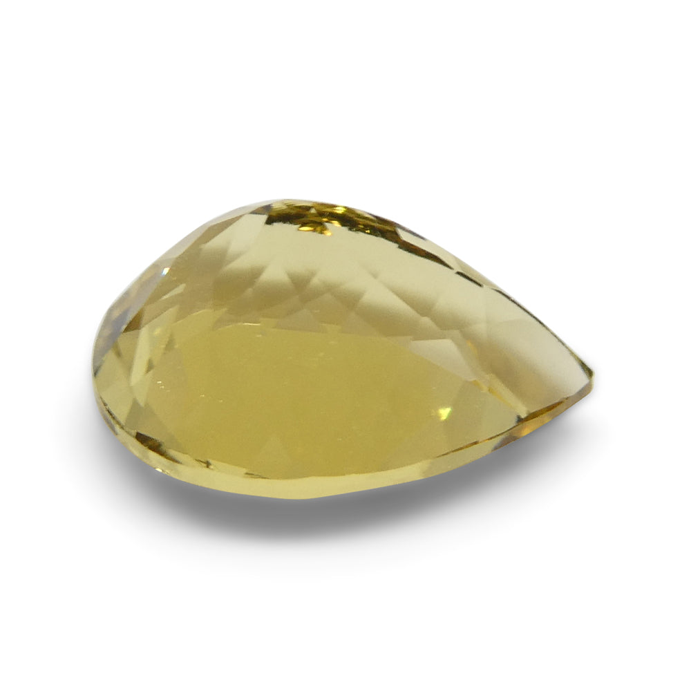2.68ct Brazilian Pear Heliodor, golden yellow beryl gemstone from SkyJems Canadian gem specialists