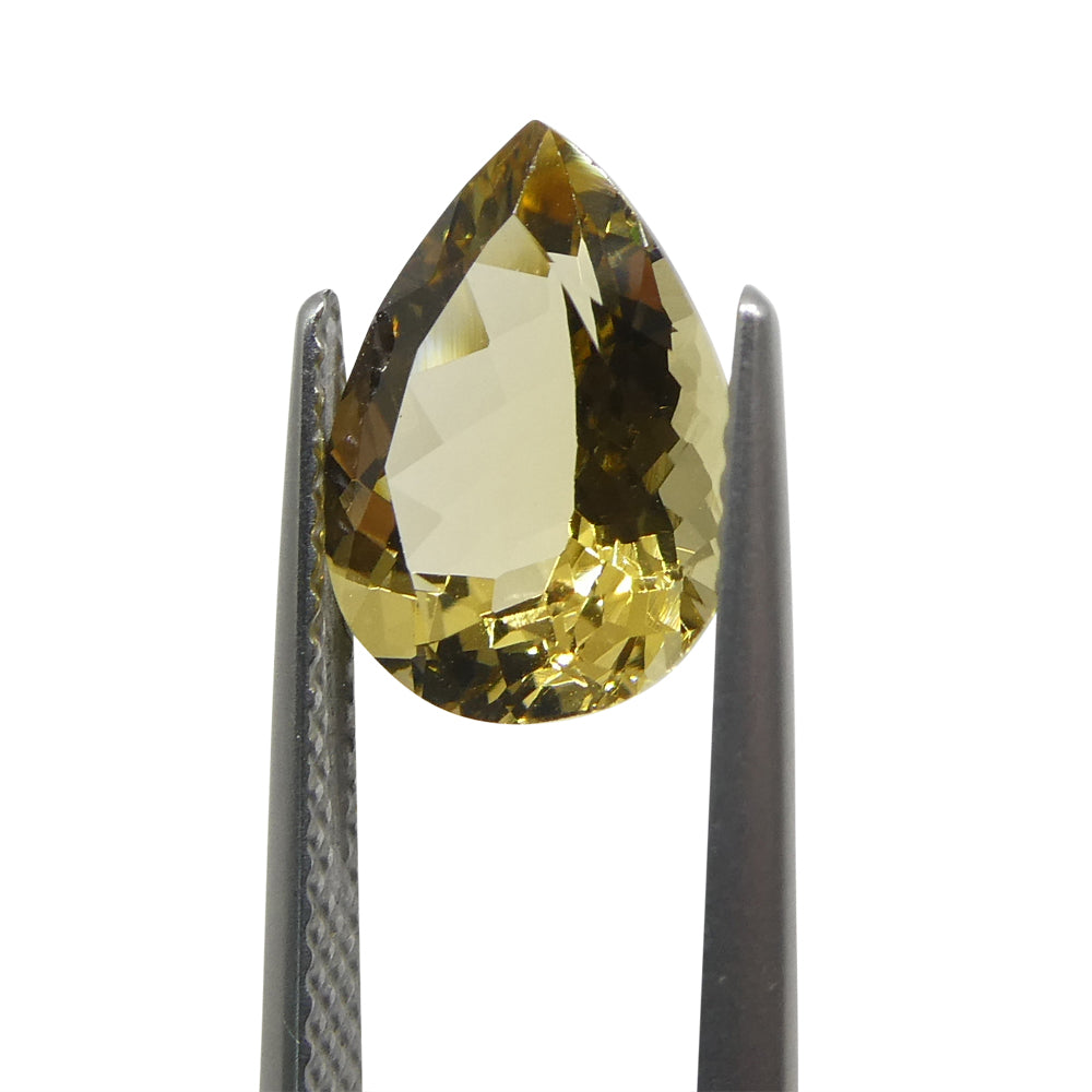 2.68ct Brazilian Golden Yellow Heliodor Pear Beryl Gemstone from SkyJems Rare Gem Collection