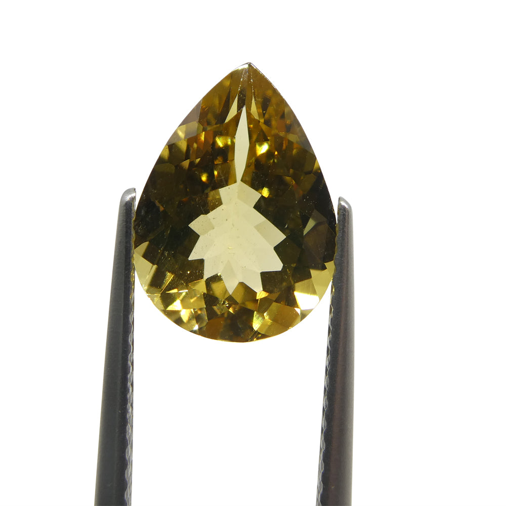 2.86ct Brazilian Pear Heliodor, golden yellow beryl gemstone from SkyJems Canadian gem specialists
