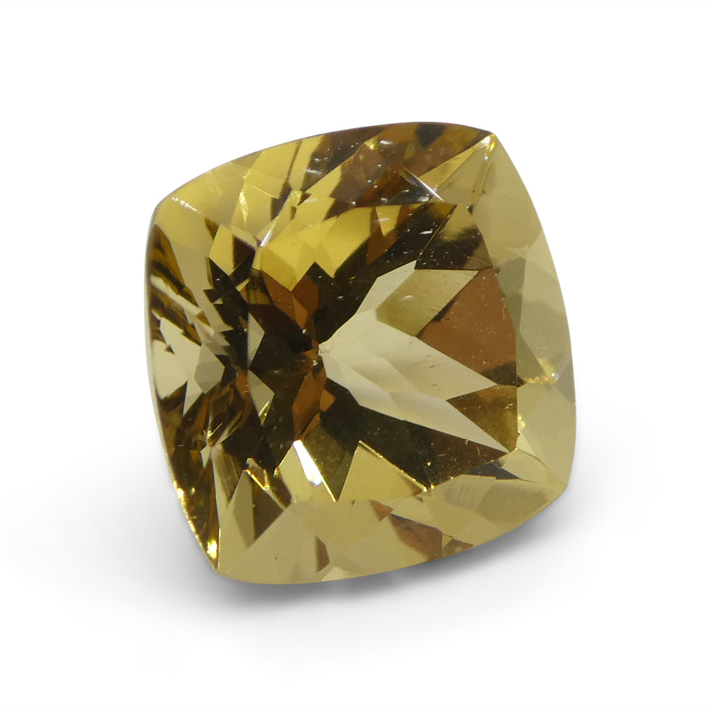 2.2ct Brazilian Golden Yellow Heliodor Beryl, Square Cushion Brilliant Cut Gemstone by SkyJems Canada