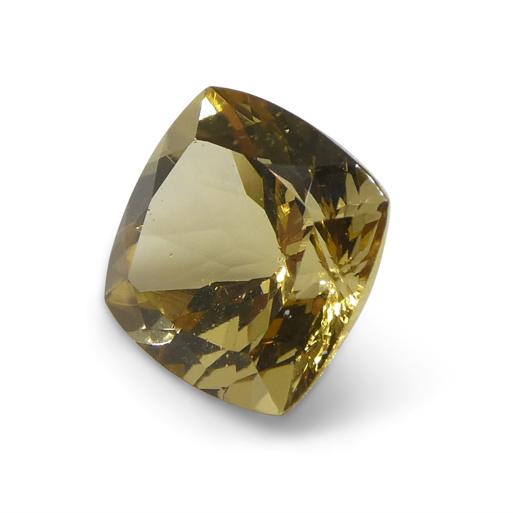 2.2ct Brazilian Golden Yellow Heliodor Beryl, Square Cushion Brilliant Cut Gemstone by SkyJems Canada