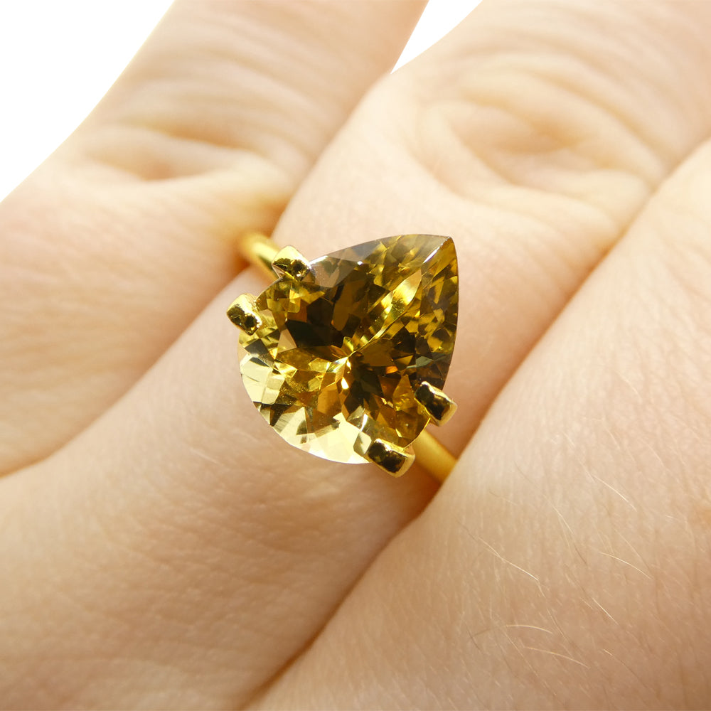 2.71ct Brazilian Pear Heliodor, golden yellow beryl gemstone from SkyJems' premium single-stone collection