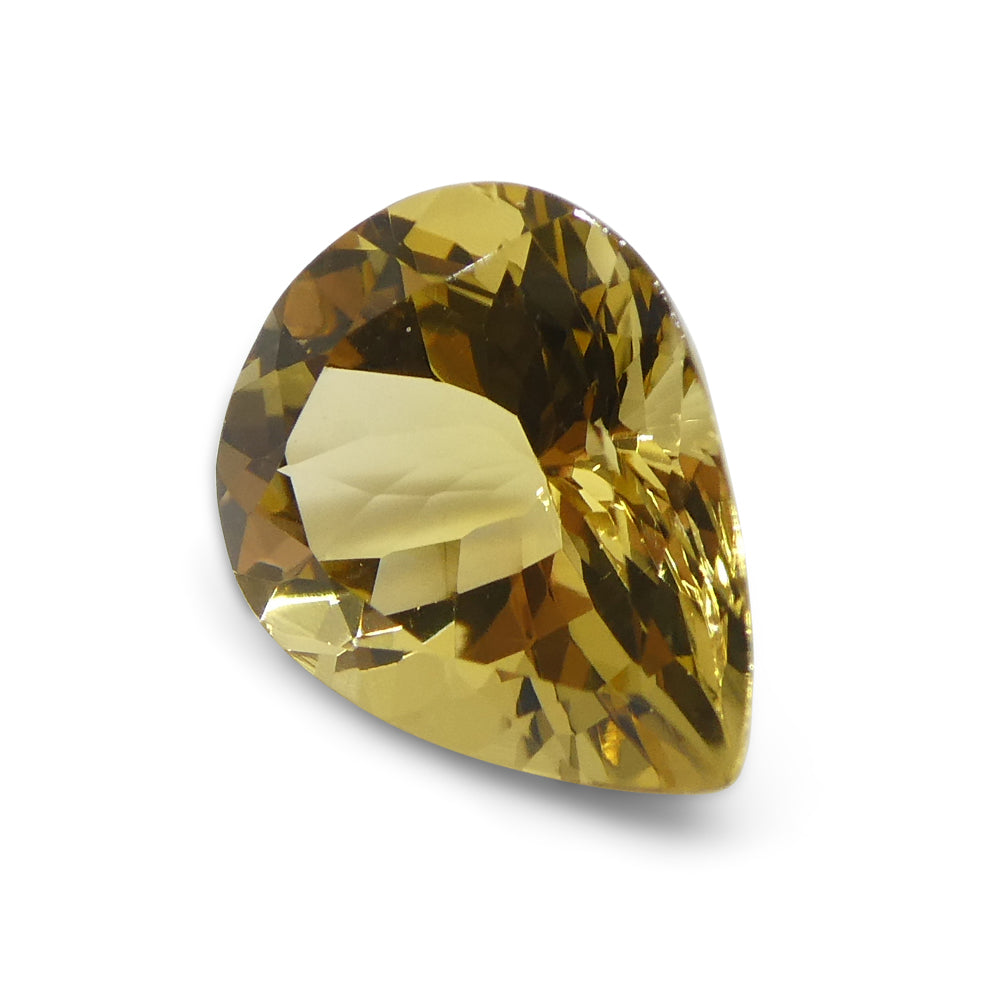 2.71ct Brazilian Pear Heliodor, golden yellow beryl gemstone from SkyJems Canadian gem specialists