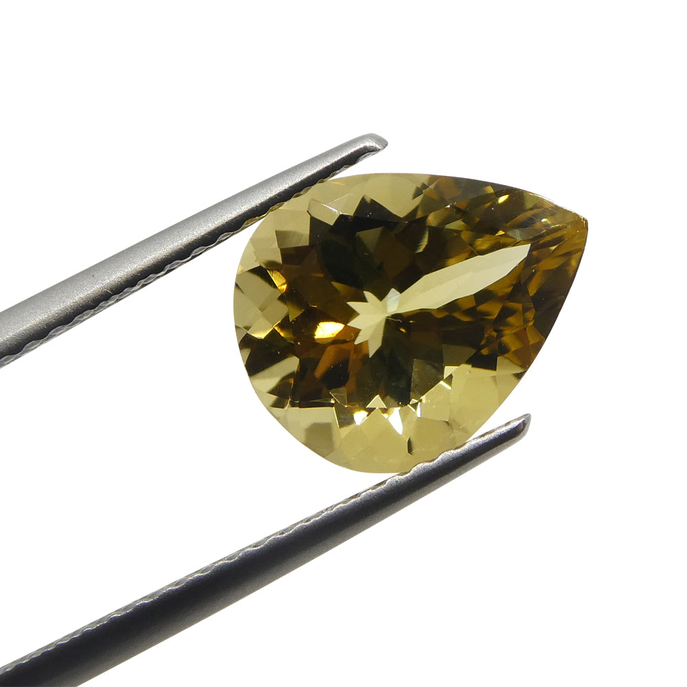 2.71ct Brazilian Pear Heliodor, golden yellow beryl gemstone from SkyJems' premium single-stone collection
