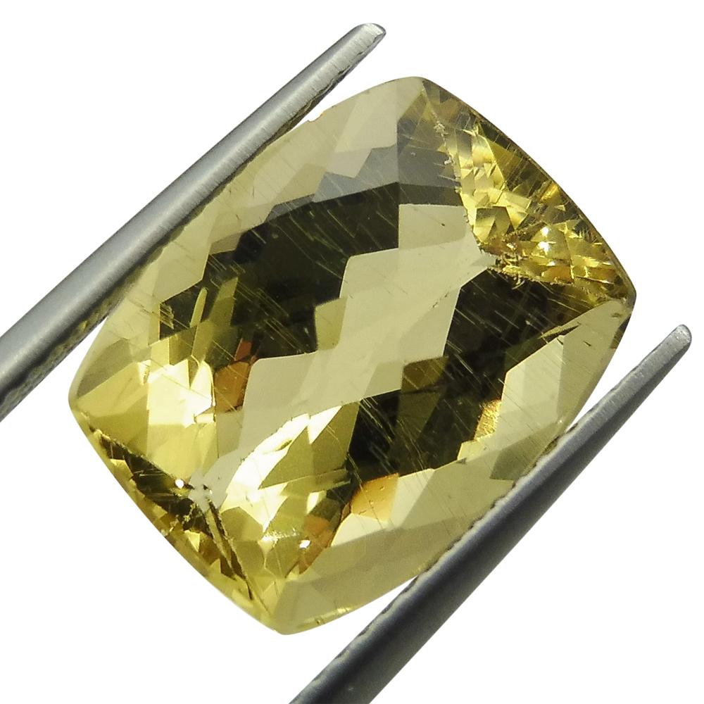 10.02 ct Cushion Checkerboard Heliodor/Golden Beryl CGL-GRS Certified - Skyjems Wholesale Gemstones