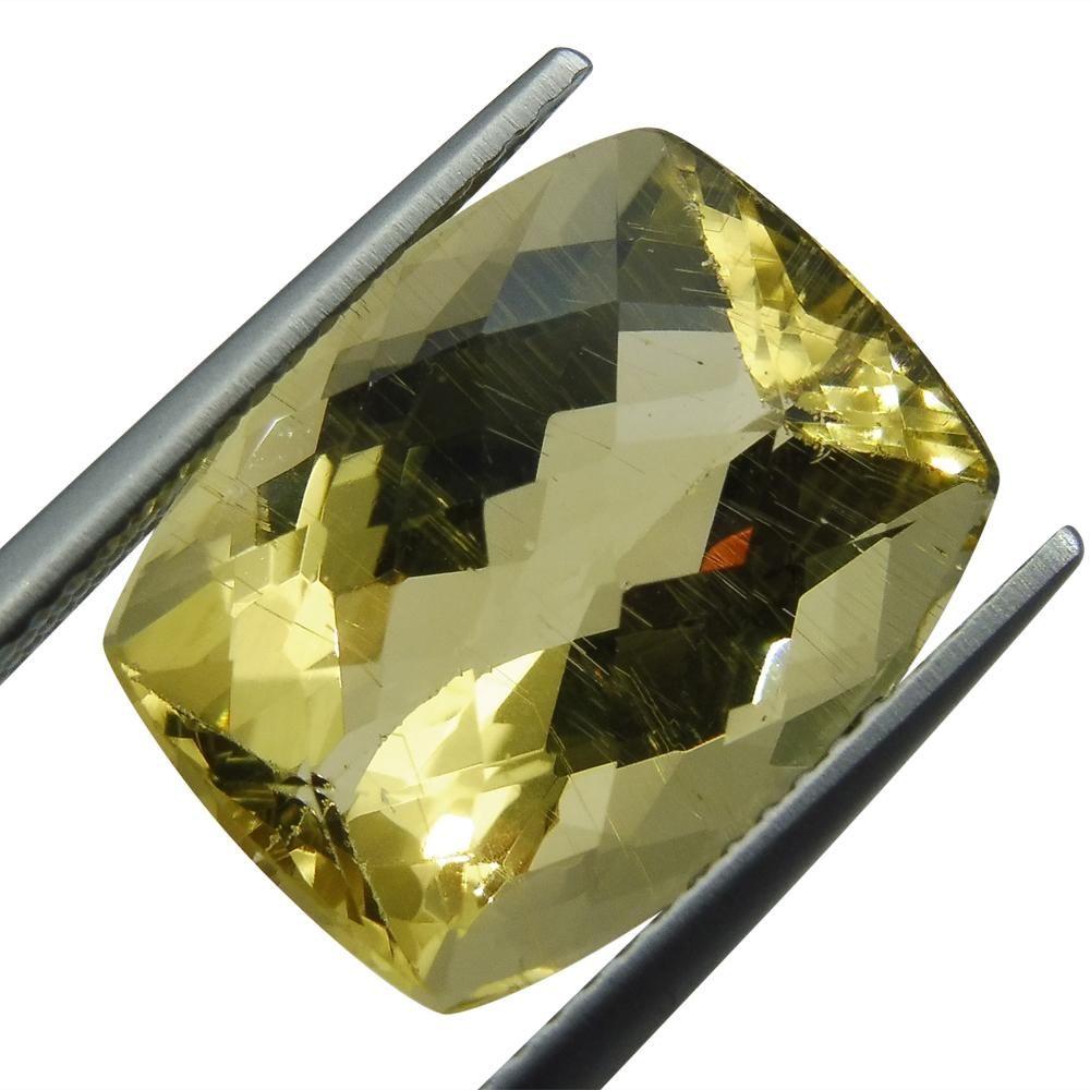 10.02 ct Cushion Checkerboard Heliodor/Golden Beryl CGL-GRS Certified - Skyjems Wholesale Gemstones