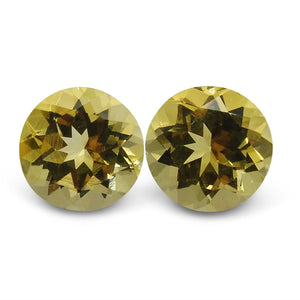 3.40 ct Pair Round Heliodor/Golden Beryl CGL-GRS Certified - Skyjems Wholesale Gemstones