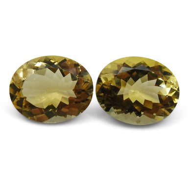 6.16 ct Pair Oval Heliodor/Golden Beryl CGL-GRS Certified - Skyjems Wholesale Gemstones