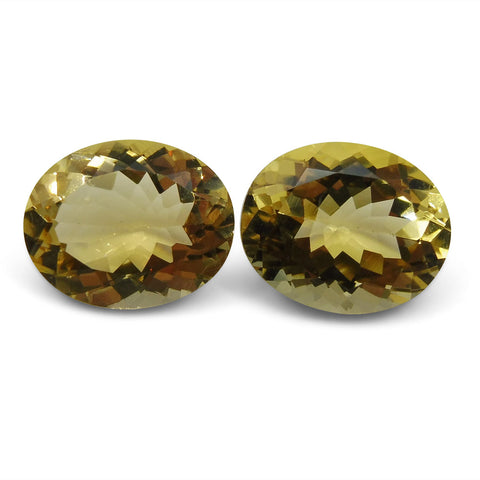 6.16 ct Pair Oval Heliodor/Golden Beryl CGL-GRS Certified