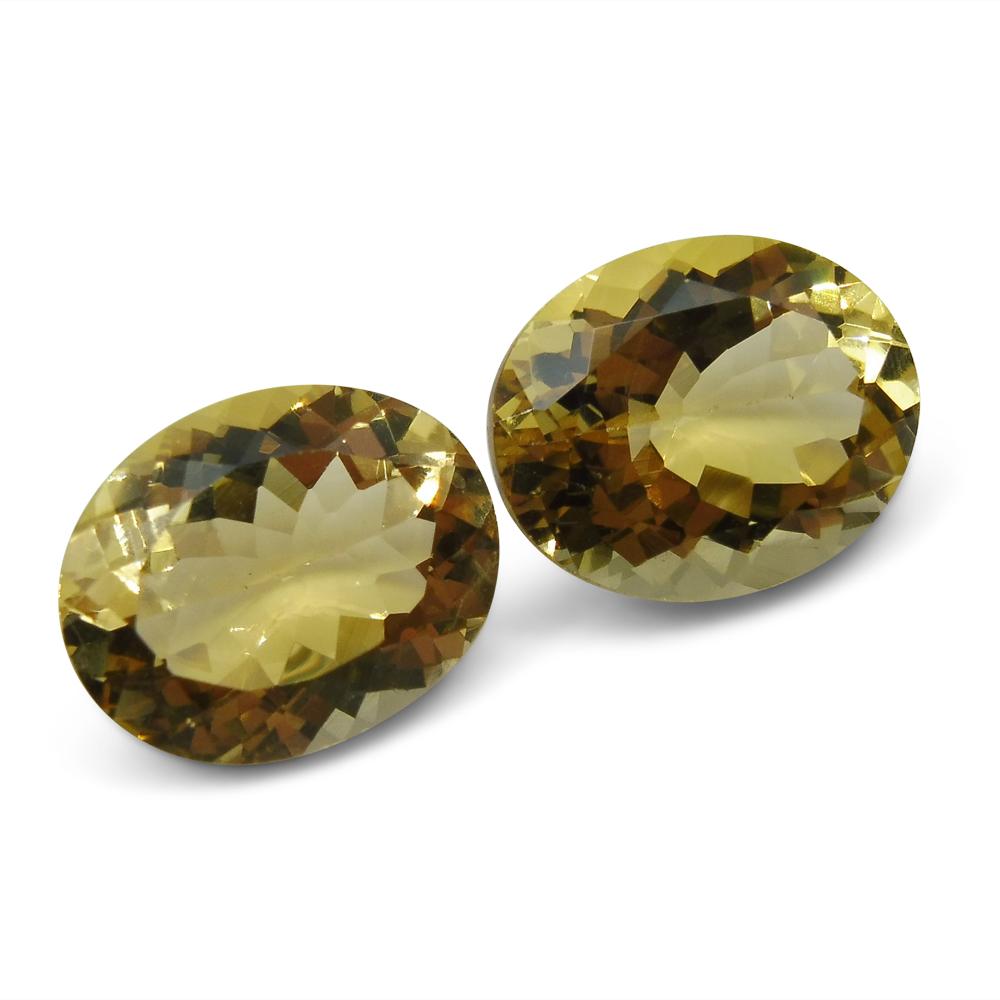 6.16 ct Pair Oval Heliodor/Golden Beryl CGL-GRS Certified - Skyjems Wholesale Gemstones