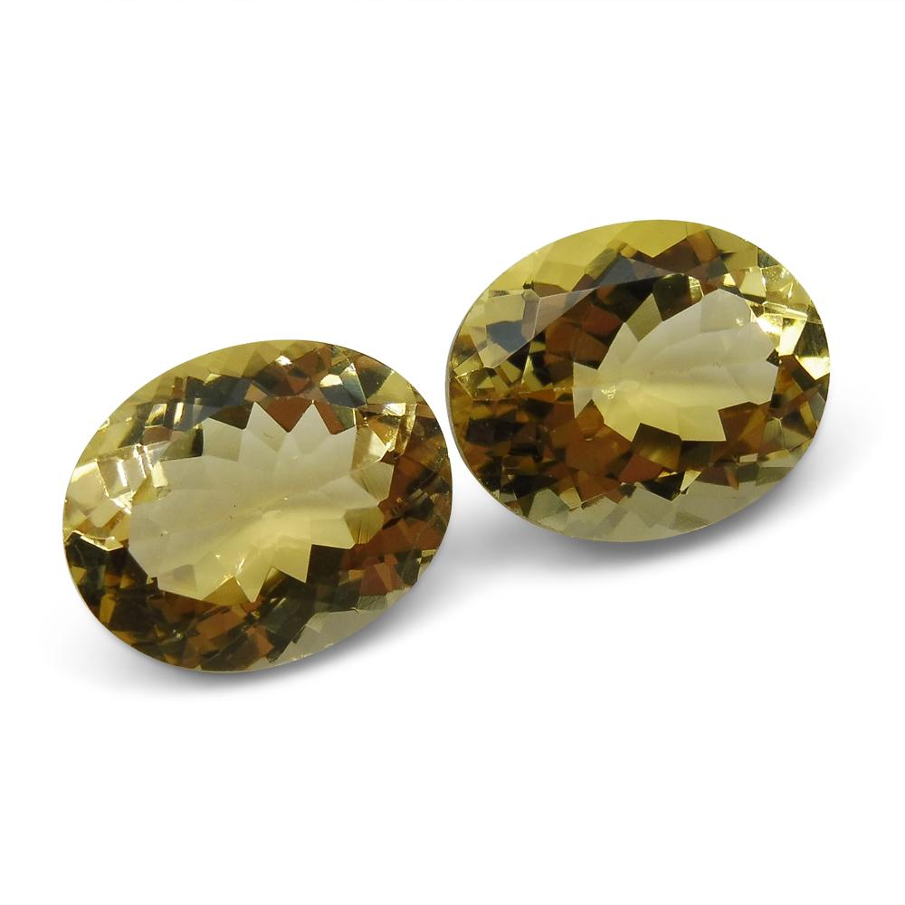 6.16 ct Pair Oval Heliodor/Golden Beryl CGL-GRS Certified - Skyjems Wholesale Gemstones