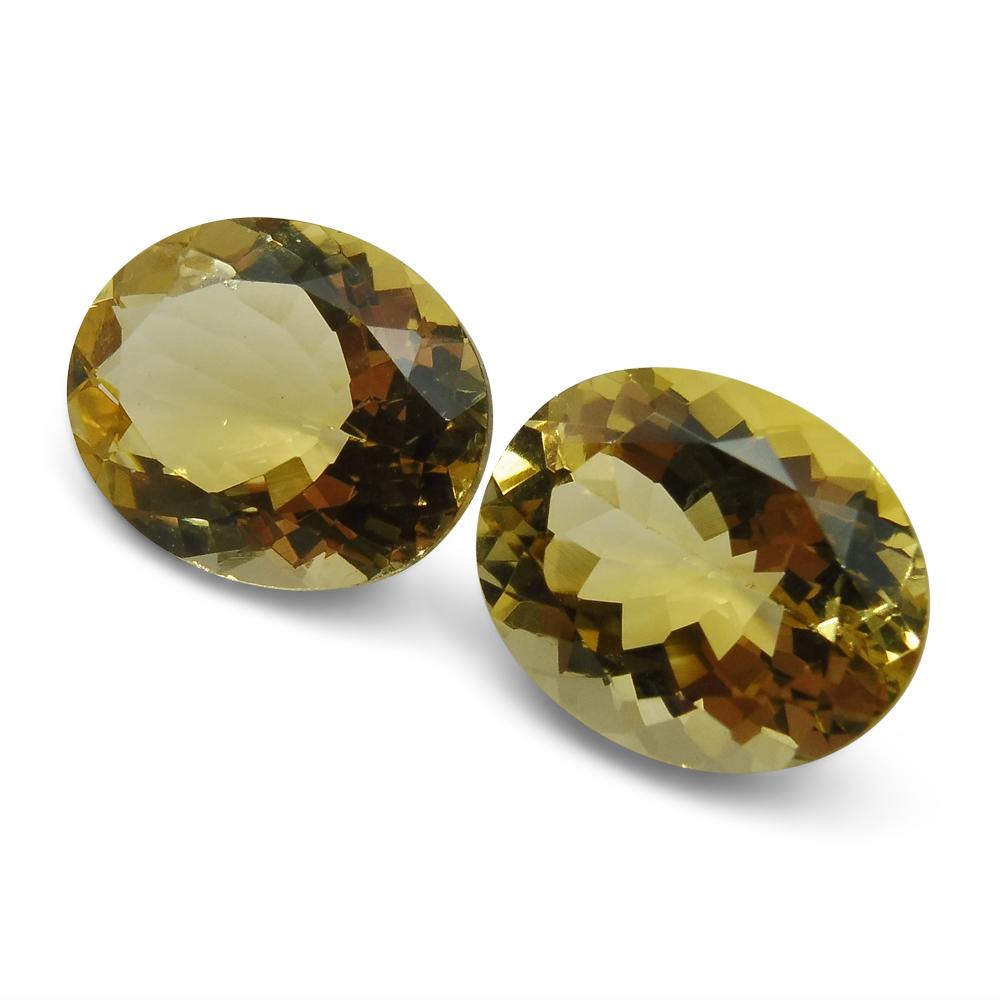 6.16 ct Pair Oval Heliodor/Golden Beryl CGL-GRS Certified - Skyjems Wholesale Gemstones