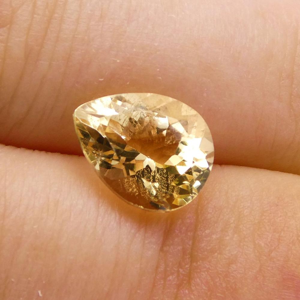 SkyJems Brazilian 2.27 ct Golden Yellow Heliodor Beryl, Pear-Cut Gemstone from Renowned Canadian Gem Specialists