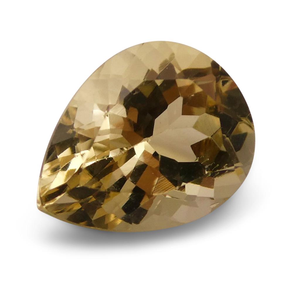 SkyJems 2.27 ct Brazilian Pear Heliodor, golden yellow beryl gemstone for fine jewelry and collectors