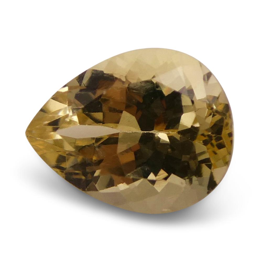 SkyJems 2.27 ct Brazilian Pear Heliodor, golden yellow beryl gemstone for fine jewelry and collectors